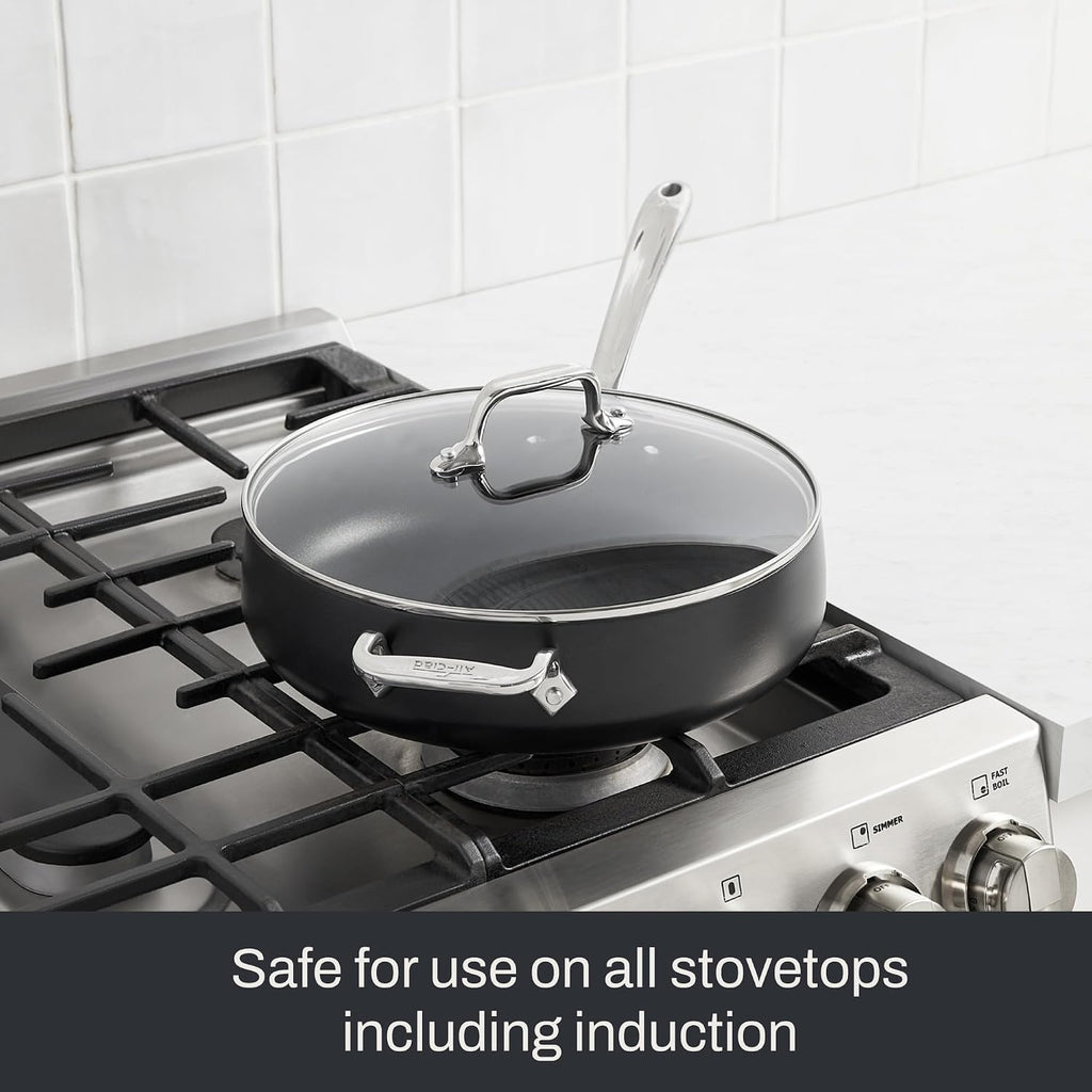 All-Clad HA1 Expert Hard Anodized Nonstick Sauté Pan with Lid (4 Qt, 12') Dishwasher-Friendly, Oven-Safe Up to 500°F & Compatible with All Stovetops (Gas, Electric & Induction) - Black