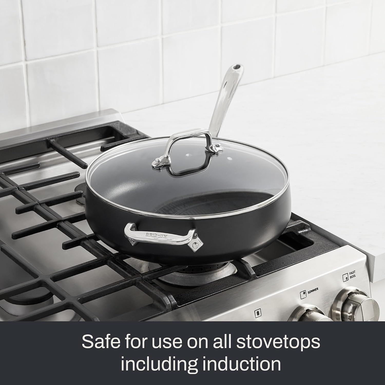 All-Clad HA1 Expert Hard Anodized Nonstick Sauté Pan with Lid (4 Qt, 12') Dishwasher-Friendly, Oven-Safe Up to 500°F & Compatible with All Stovetops (Gas, Electric & Induction) - Black