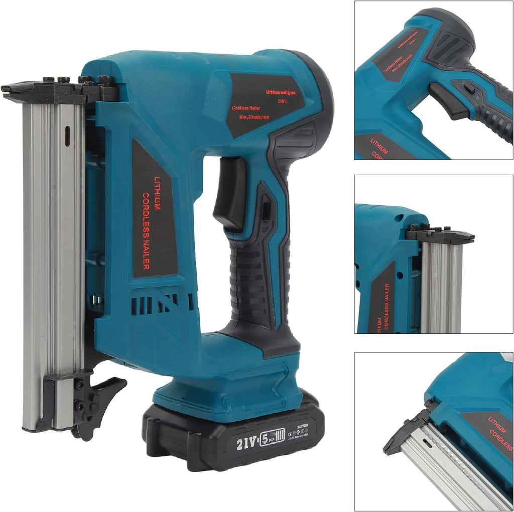 Cordless Brad Nailer Kit with Handles Designed to Reduce Fatigue Electric Nail Gun for Binding Furniture Frames (US Plug 100‑220V)