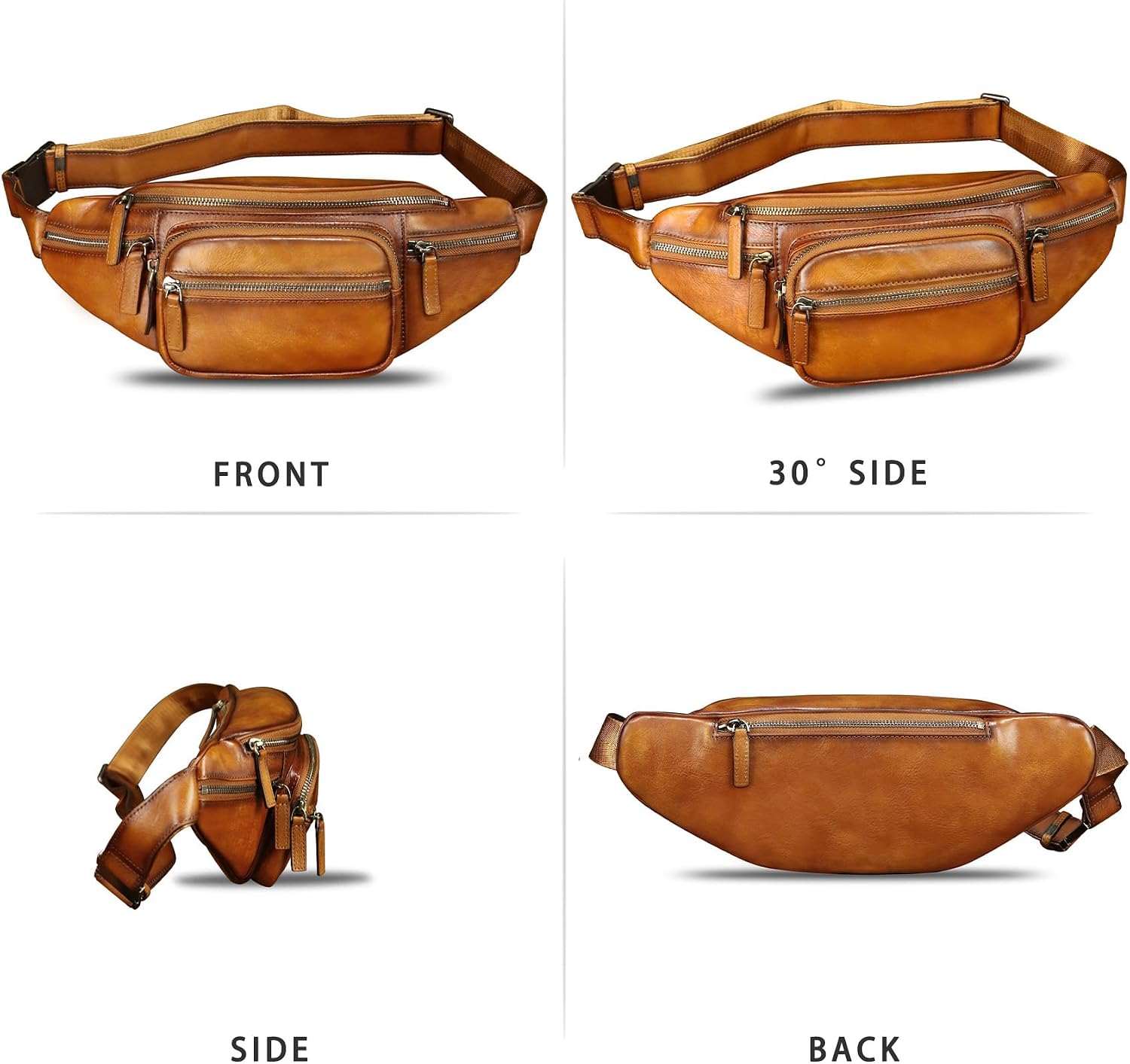 Genuine Leather Fanny Packs for Women and Men Waist Bag Vintage Hip Bum Bag Over Shoulder Crossbody Sling Bag (Brown)