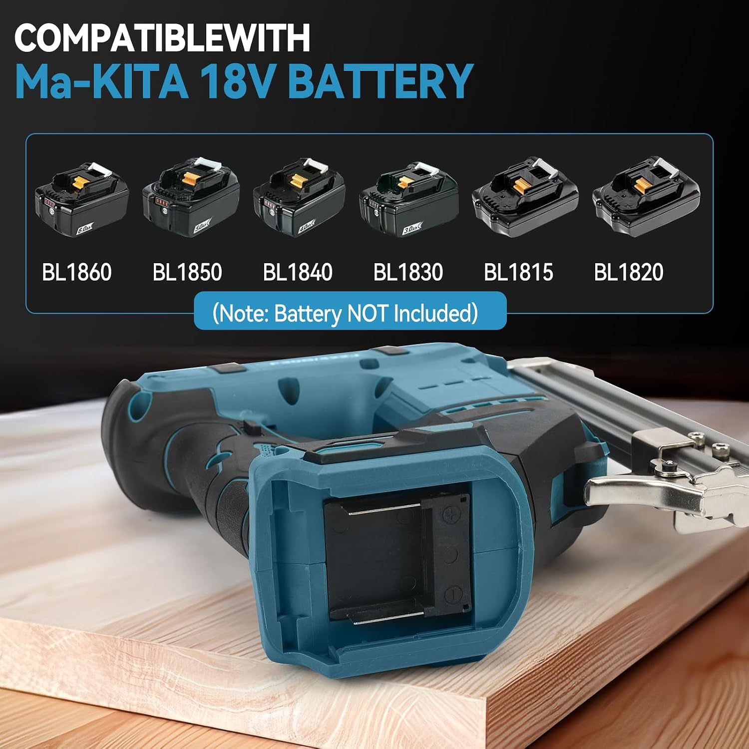 Cordless Brad Nailer for Makita 18V Battery (Tool Only), 2-in-1 Electric Nail/Staple Gun, 18 Gauge Brushless with 2000 Nails for Wood Carpentry, 2 Modes (for Makita)