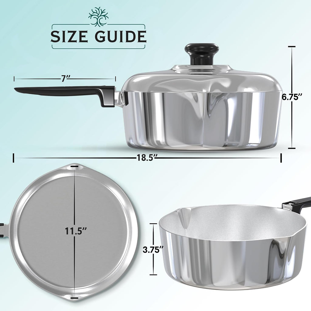 MAGNAWARE Cast Aluminum Sauté Pan with Lid 12 inch - Oven Safe Deep Frying Pan with Lid, Two Side Spouts and Ergonomic Stay-Cool Handle for Comfortable Grip and Pouring (4 Quart)