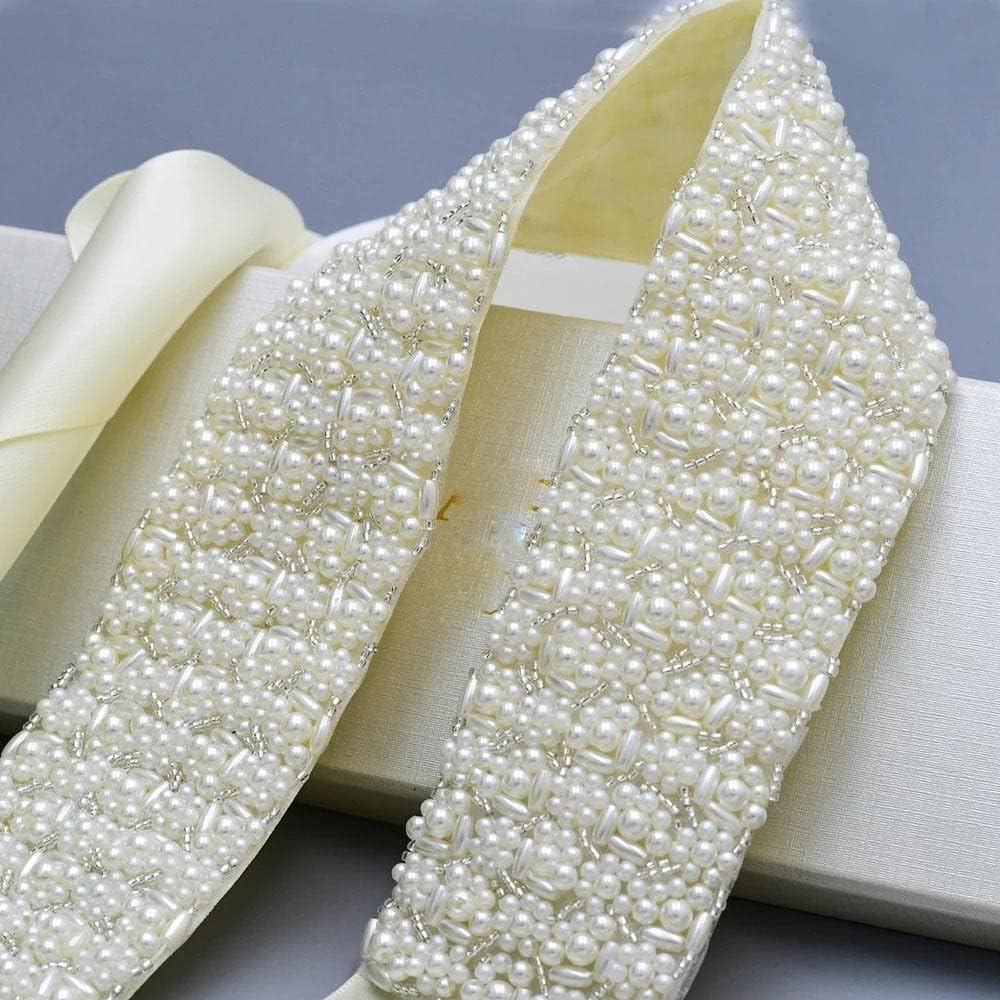 Pearls Bridal Belt for Women Wedding Dresses Sash Bridesmaid Belts Daily Handmade Beads Plus Size