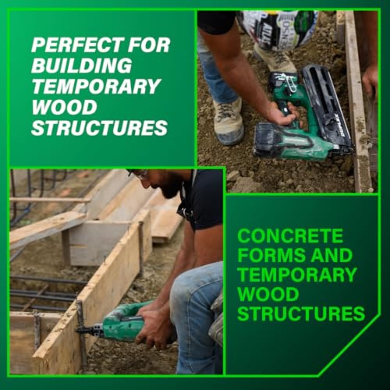 Metabo HPT 36V MultiVolt Cordless Forming Nailer, 3-1/2 Inch Duplex/Double Headed Fasteners, Power Tool with 2.5Ah Lithium Ion Battery, Drives 900 Nails per Charge, NR3675DD