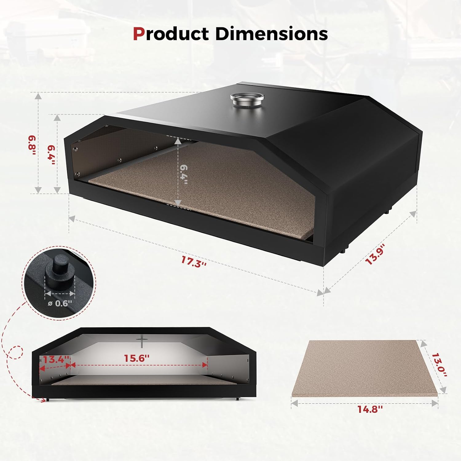 CAMPLUX Portable Propane Grill & Pizza Oven Combo, 11,000 BTU Tabletop Gas Griddle with 17' Pizza Oven Kit and Cordierite Stone, Compact Outdoor Mini Oven for Crispy Pizza, Camping, RV & Tailgating