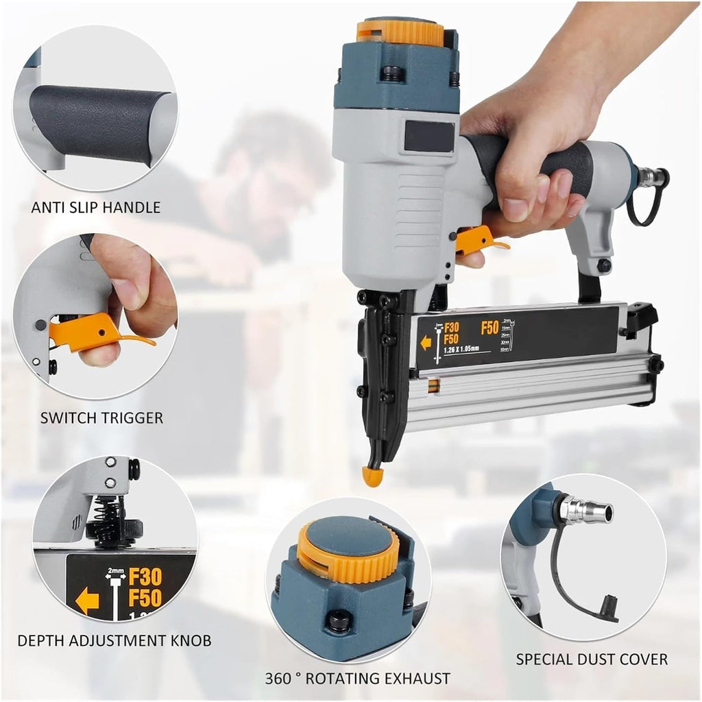 finish nailer, Air Nailer Carpenter Pneumatic Nail Tool T50 F50 440K Air Brads Nailer Nail Depth Adjustment Ergonomic And Lightweight,nail gun for trim