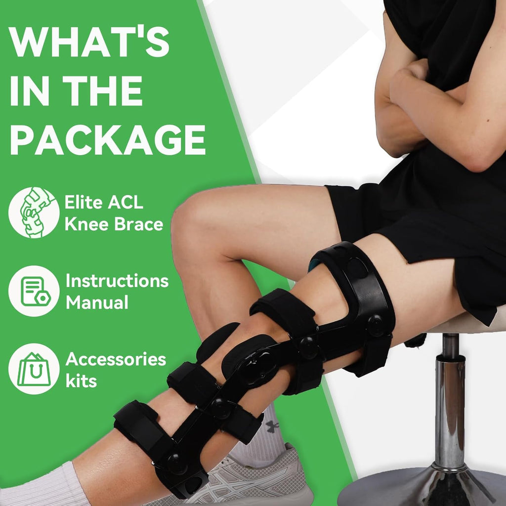 Orthomen Functional ACL Knee Brace, for Meniscus Ligament Sports Injuries, Adjustable Comfortline Hinged ROM Orthopedic Knee Orthosis for Meniscus Tear Knee Protection fit Men & Women(S-Left)