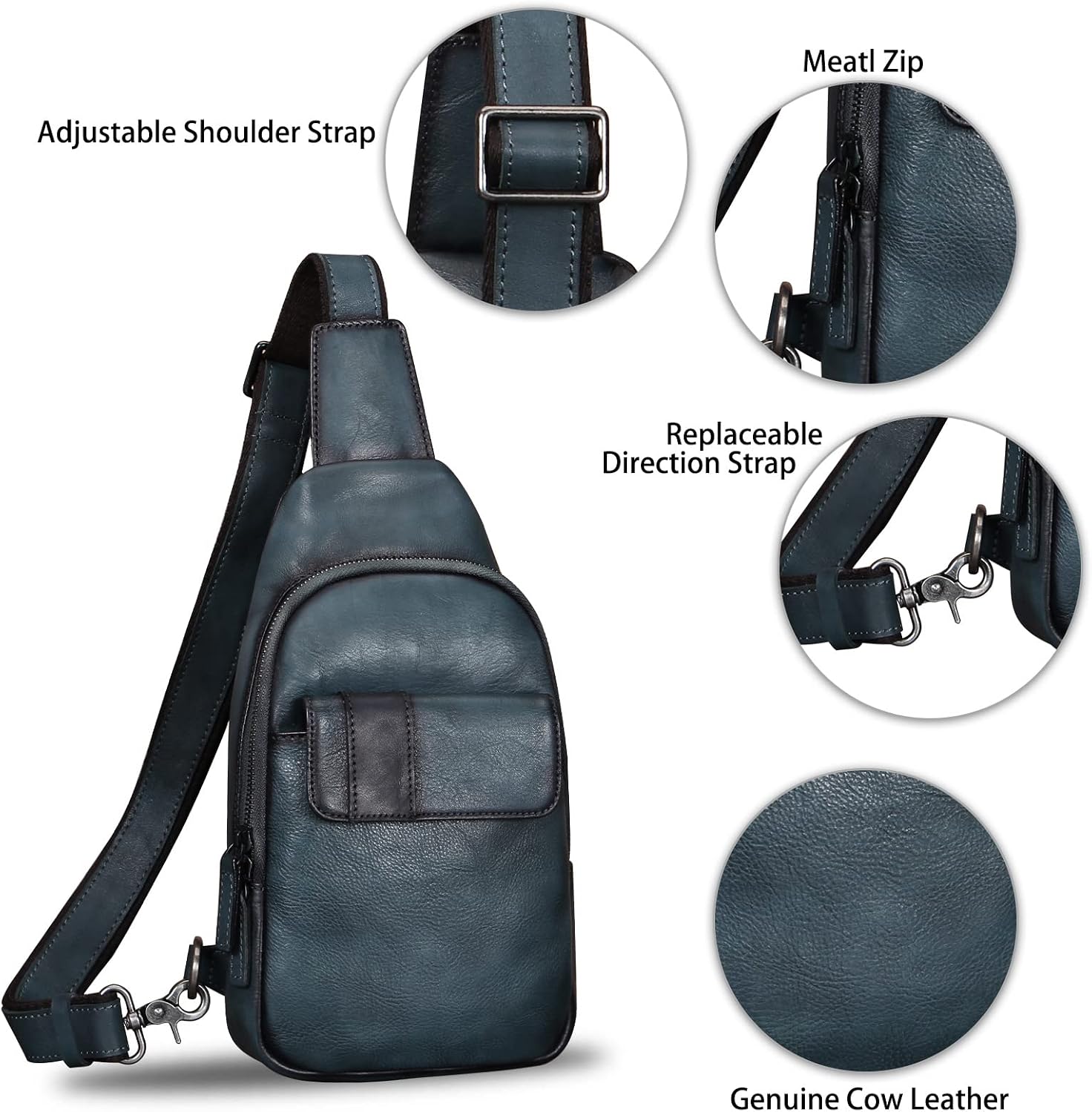 Genuine Leather Sling Bag - Vintage Sling Backpack for Men & Women - Fashion Shoulder & Crossbody Bag