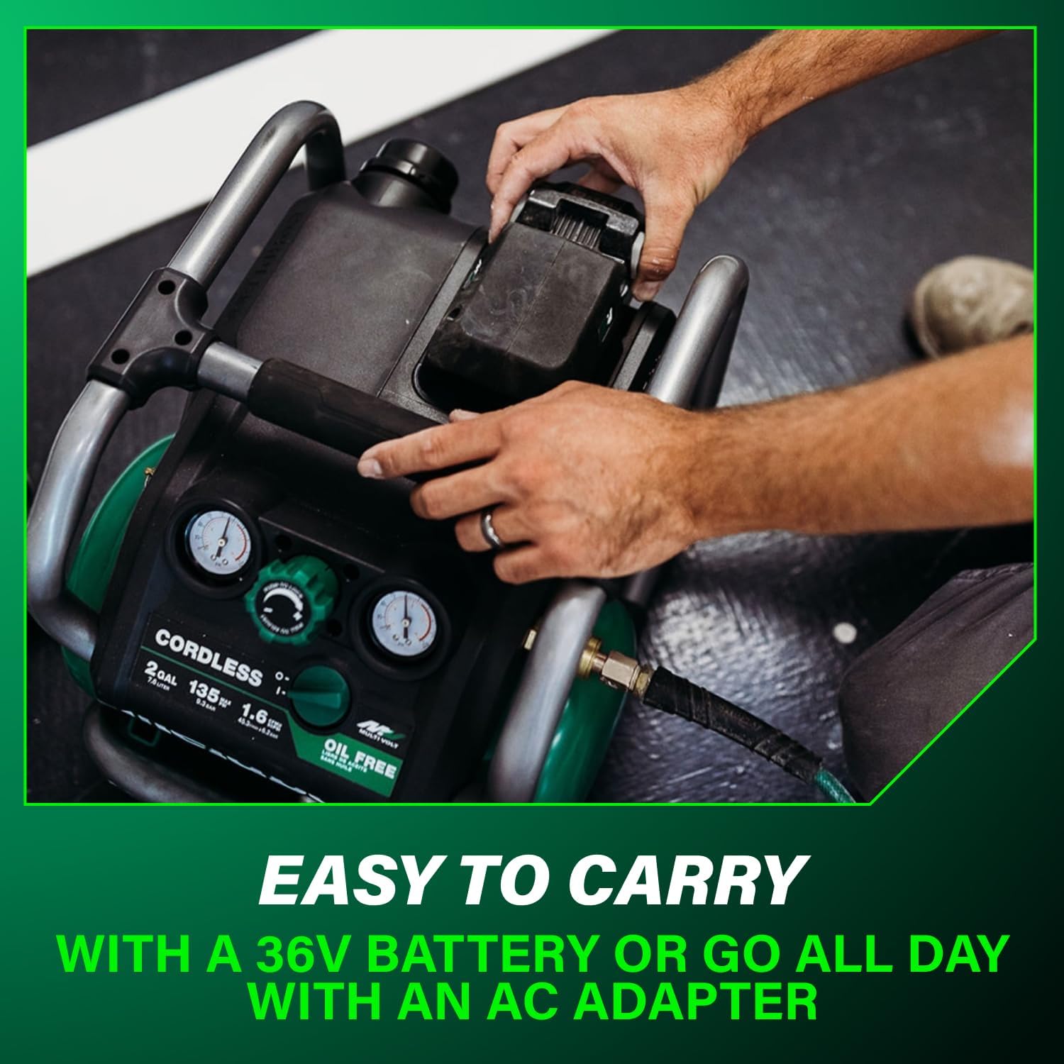 Metabo HPT 36V MultiVolt 2 Gallon Cordless Air Compressor, Portable and Versatile, Ideal for Pneumatic Finish Nailers and Tire Inflation, tool body only EC36DAQ4