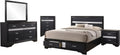 Coaster Home Furnishings Miranda Contemporary 5-Piece Bedroom Set California King Size Storage Panel Bed Frame 50-inch Headboard Black 206361KW-S5