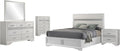Coaster Home Furnishings Miranda Contemporary 5-Piece Bedroom Set Fabric Upholstered Eastern King Size Panel Bed Frame 54-inch Headboard White 205110KE-S5
