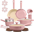 CAROTE 21pcs Cookware Set Nonstick Pots and Pans Set, Ceramic Cookware Set Induction Cookware, Non toxic Healthy Non Stick Kitchen Cooking Set, PFAS PTFE Free