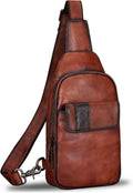Genuine Leather Sling Bag - Vintage Sling Backpack for Men & Women - Fashion Shoulder & Crossbody Bag