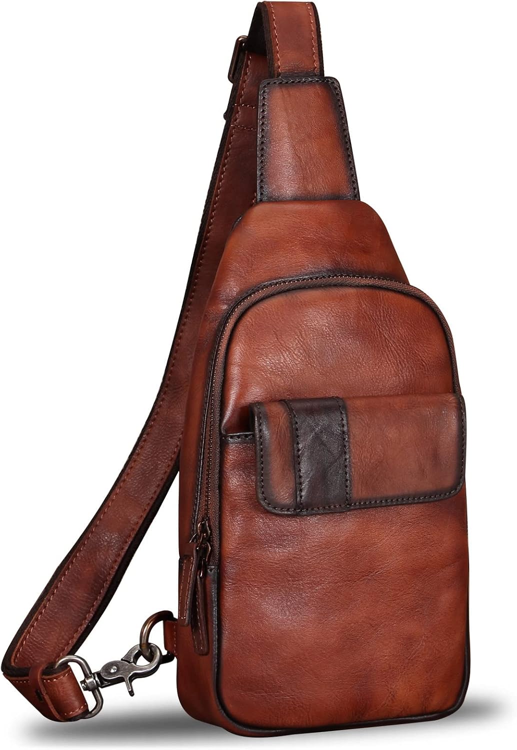 Genuine Leather Sling Bag - Vintage Sling Backpack for Men & Women - Fashion Shoulder & Crossbody Bag