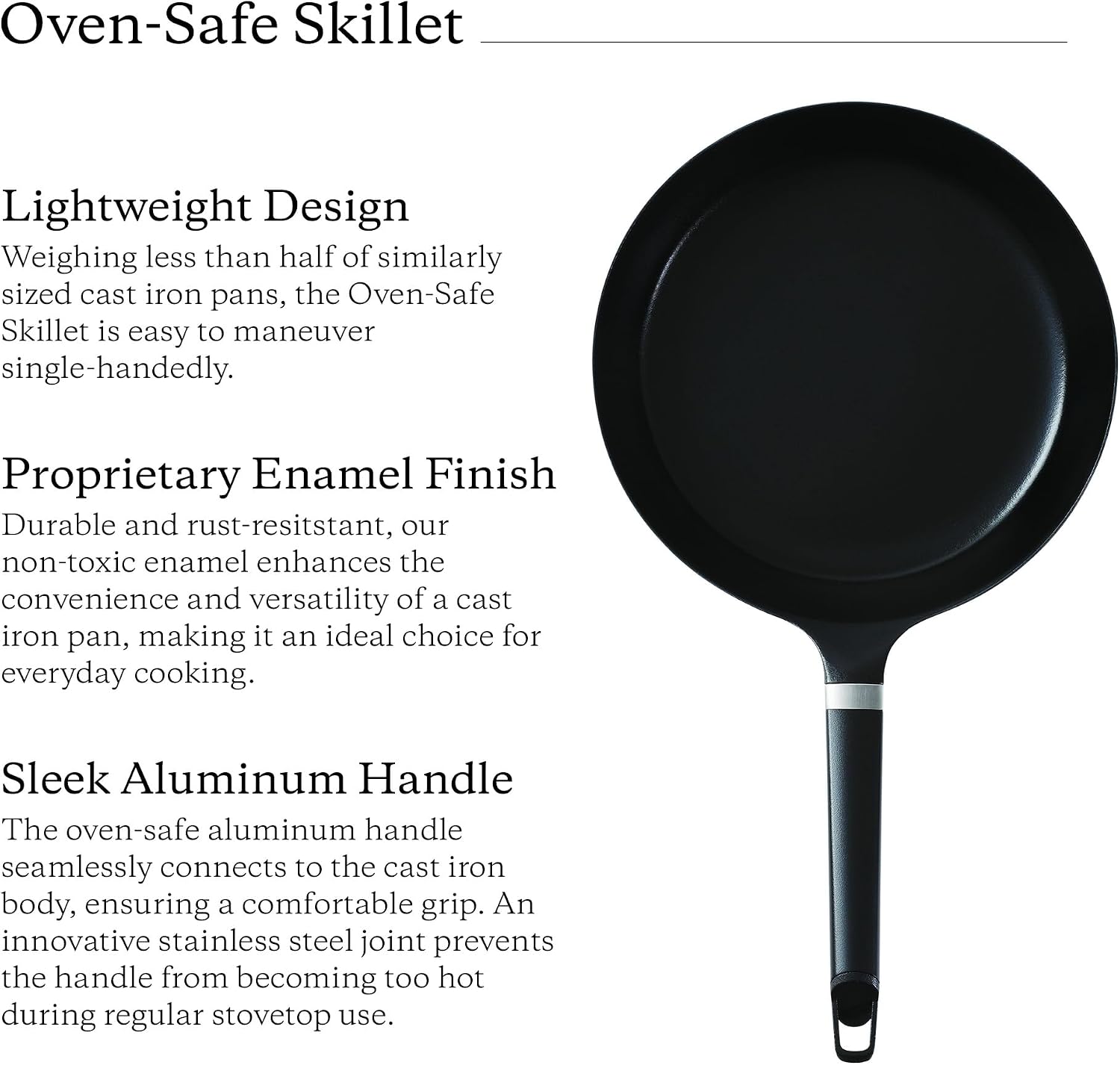 Vermicular Oven-Safe Skillet with Stainless Steel Lid | 26cm Deep (10.2') | Aluminum Handle | Lightweight Enameled Cast Iron Pan with Non-Toxic Enamel Finish | Induction-compatible | Made in Japan