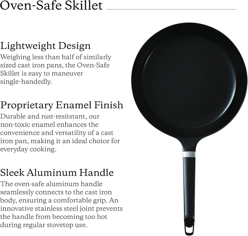 Vermicular Oven-Safe Skillet with Stainless Steel Lid | 26cm (10.2') | Lightweight Enameled Cast Iron Pan with Non-Toxic Enamel Finish | Dishwasher Safe | Induction-compatible | Made in Japan