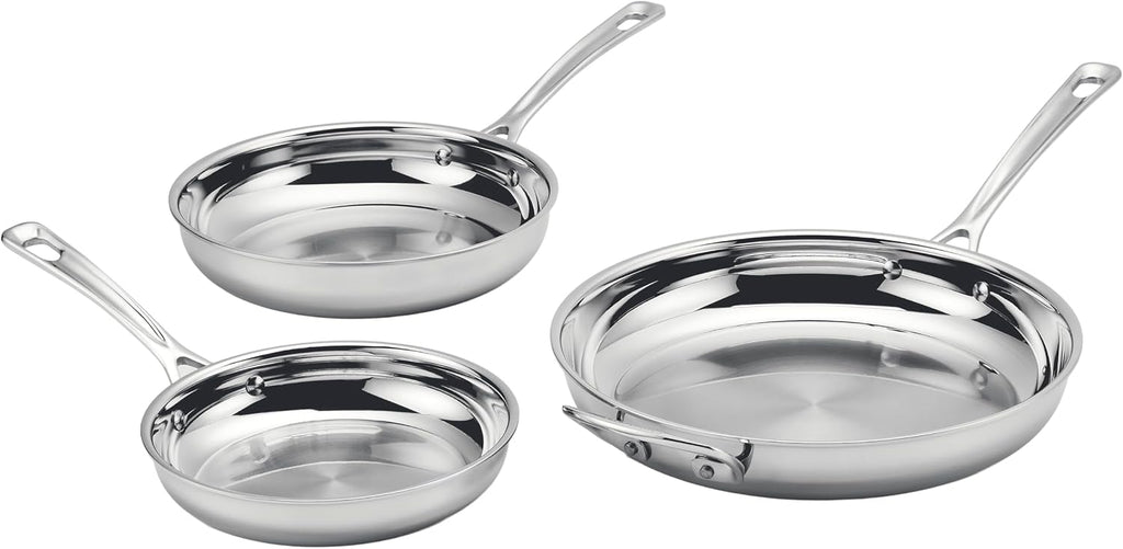 Cuisinart 3 Piece PureClad, Triple-Ply Stainless Steel Skillet Set, PCST22-81012