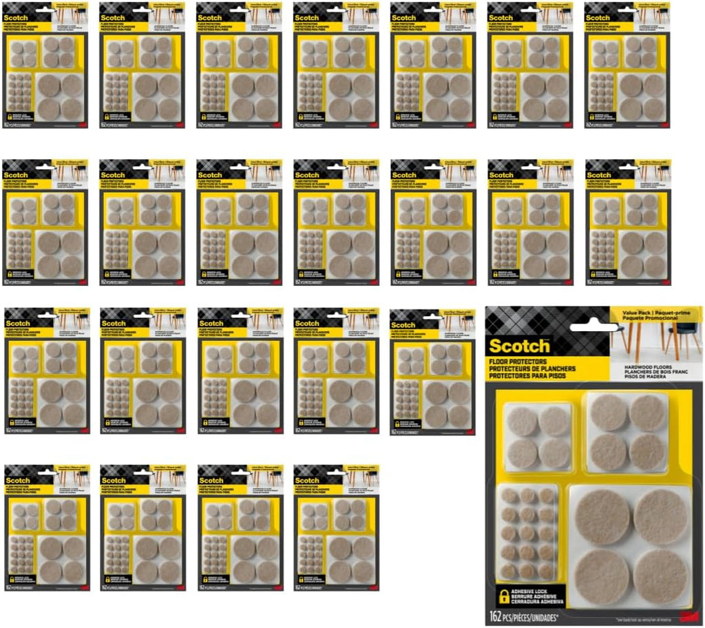 Scotch Felt Pads, Furniture Pads for Protecting Hardwood Floors, Round, Assorted Sizes, Self-Stick Design, Protecting from Nicks, Dents, Scratches (SP845-NA), Beige, 24 Pack (3888 Pieces)