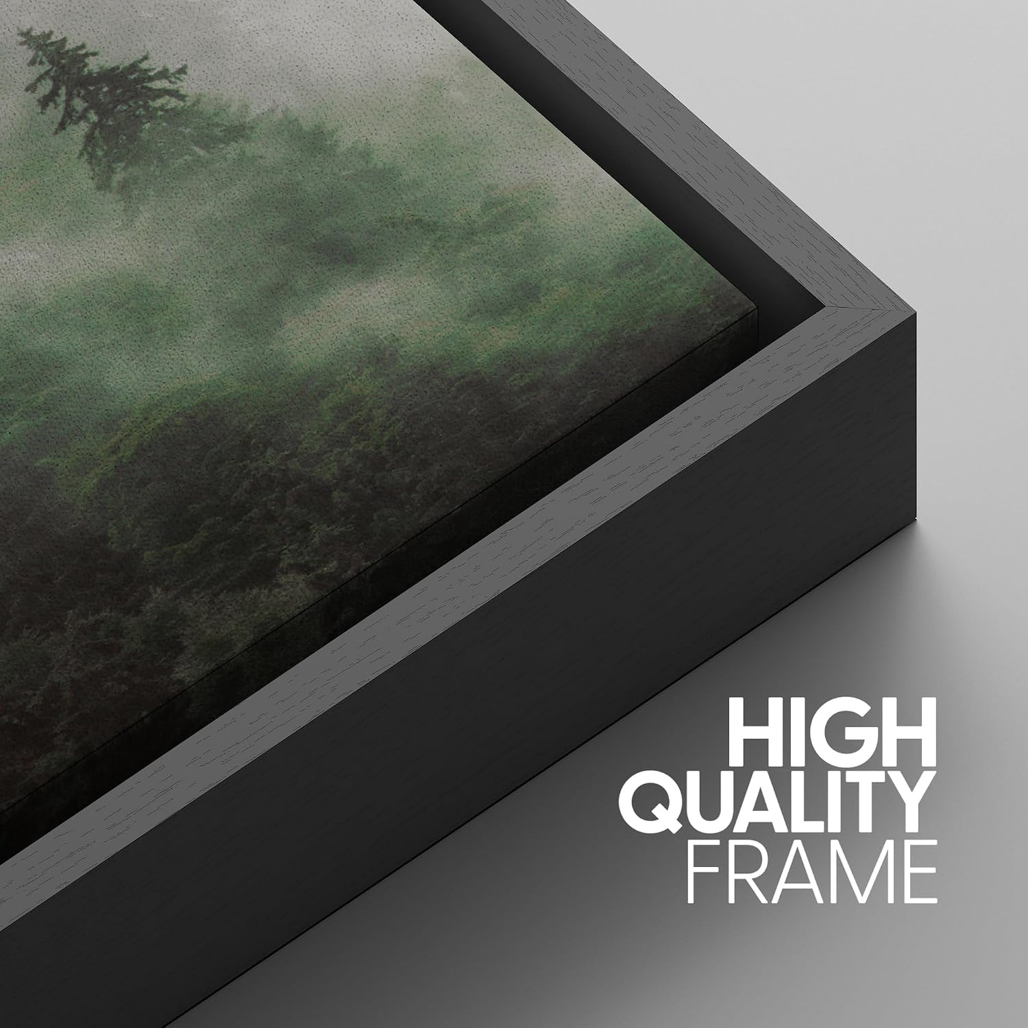 SIGNWIN Framed Canvas Print Wall Art Woodland Nursery Decor Set Fog & Mist Over Green Pine Tree Forest Nature Wilderness Modern Art Chic Landscape for Living Room, Bedroom, Office - 16'x24'x3 Black