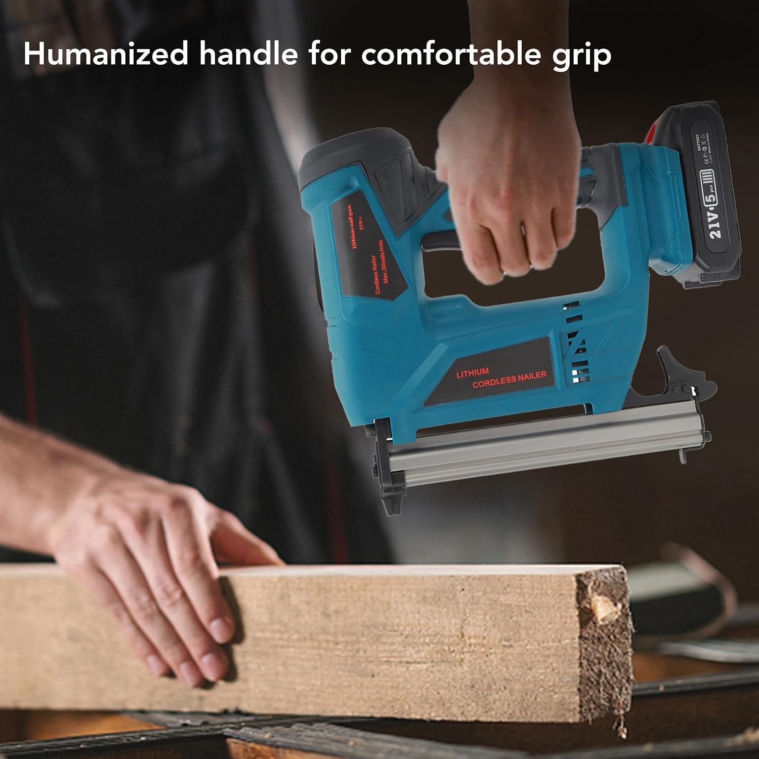 Asixxsix Electric Brad Nailer, Electric Nail Gun/Staple Gun, 100 Nail Capacity, Nail Gun for Trim, Picture Frames, Crafts, Fencing, Carpentry and Woodworking Projects (US Plug 100‑220V)