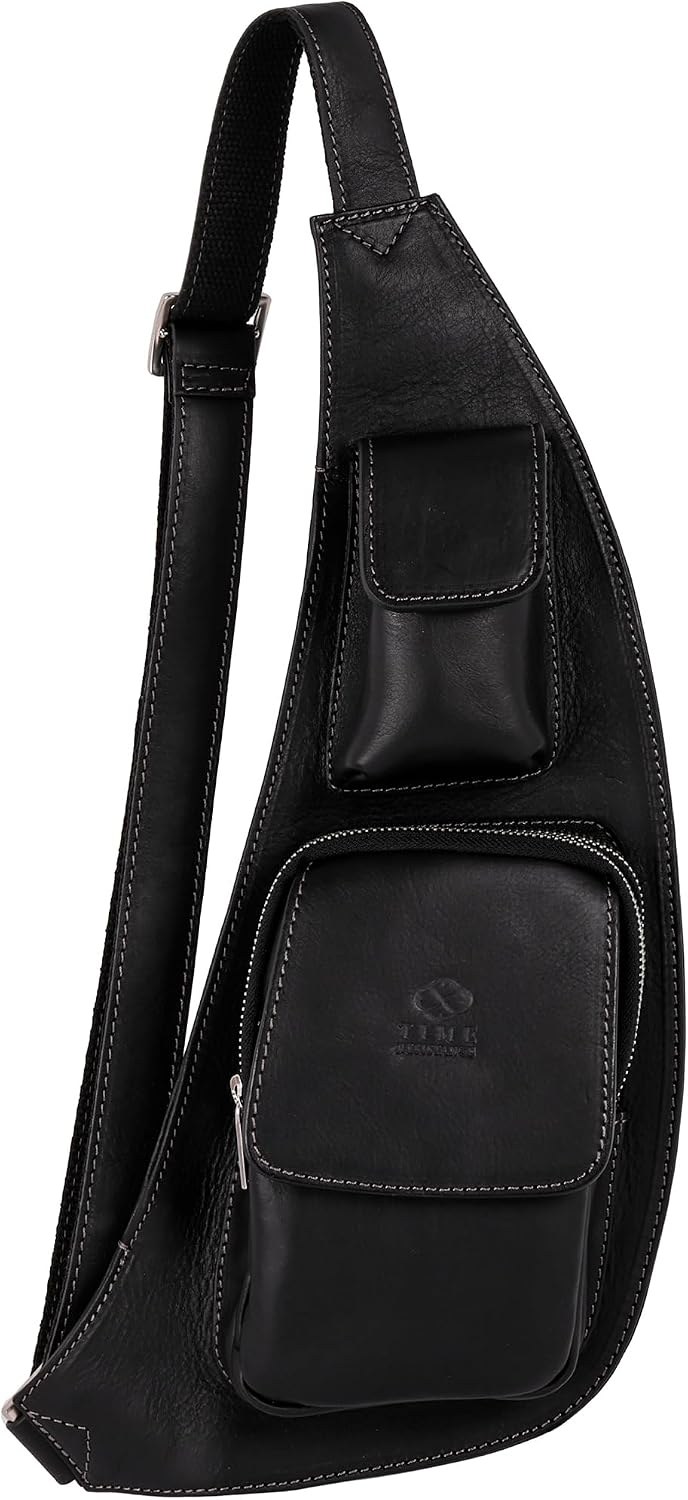 Time Resistance Leather Sling Bag - Crossbody Bag - Messenger Bag for Men and Women - Handmade Shoulder Bag Backpack