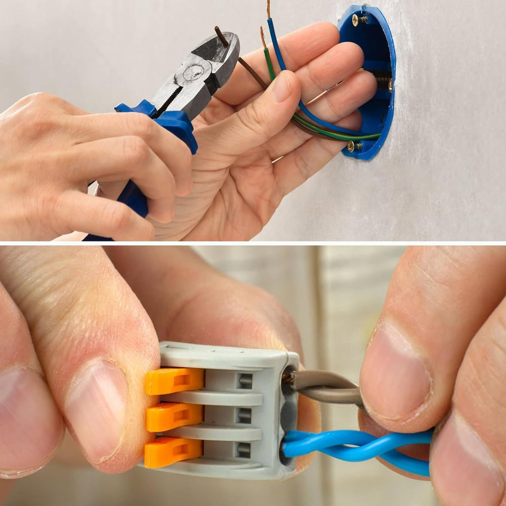 Nineleaf 3 Wire Splice Connectors 1000pcs Quick Connect Wire Connectors Push-in Lever Nuts Compact Inline Terminals for Electrical Wire Splicing Project, 28-12 AWG, 3 in 3 Out