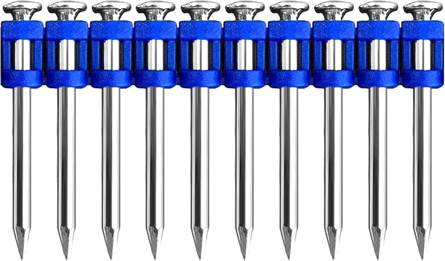 Meite 12 Gauge Plastic Collated Concrete Nails Drive Pins, 1-1/2' Length .118' Smooth Shank, Mechanical Galvanized Gas Pipe Fastening Nails for Drywall Track Steel-to-Concrete Framing (6 Boxes)