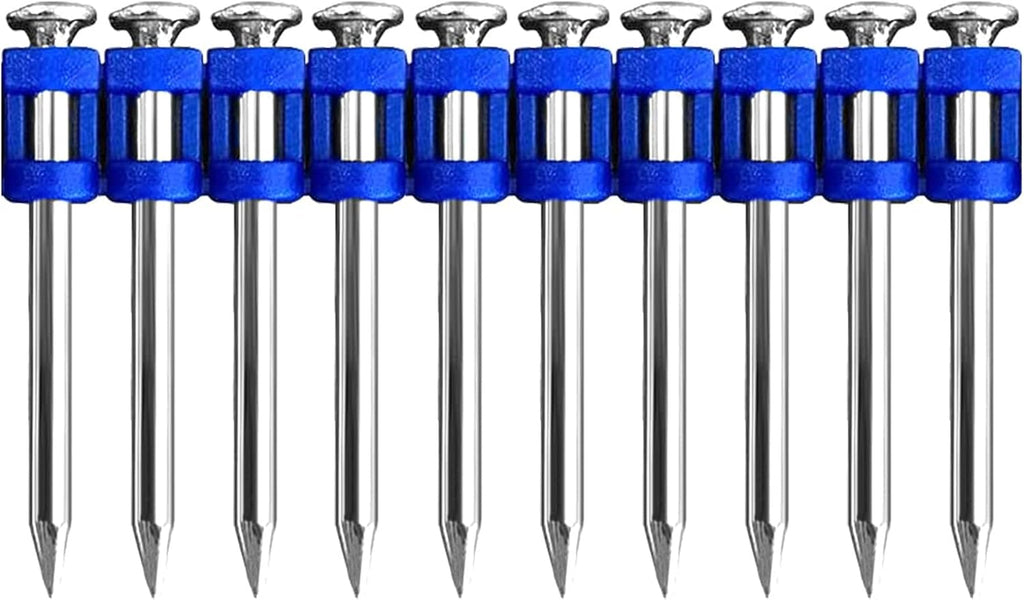 Meite 12 Gauge Plastic Collated Concrete Nails Drive Pins, 1-1/2' Length .118' Smooth Shank, Mechanical Galvanized Gas Pipe Fastening Nails for Drywall Track Steel-to-Concrete Framing (10 Boxes)