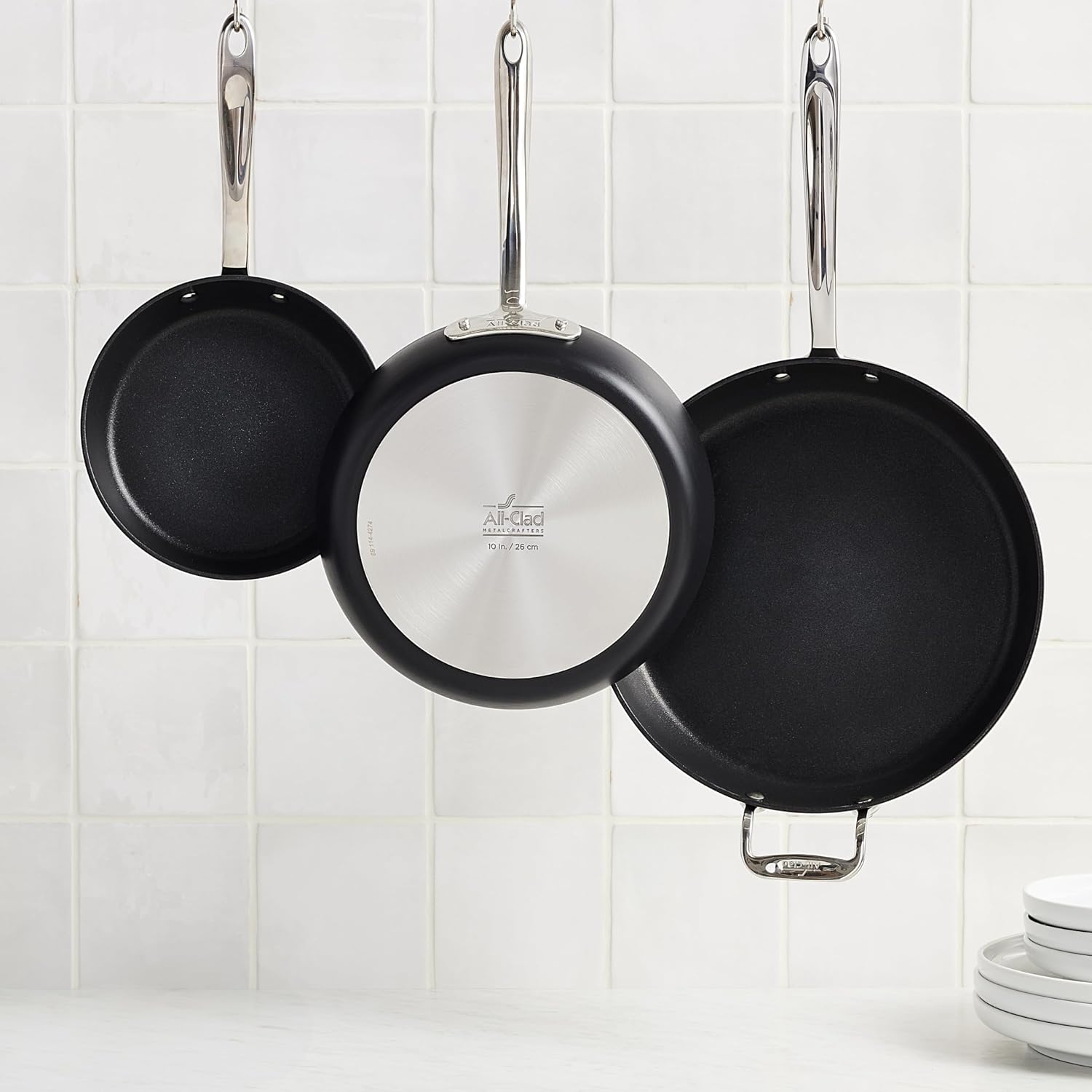 All-Clad HA1 Expert Hard Anodized Nonstick Frying Pan Set, 2-Piece 10' & 12' Skillet Set, Dishwasher-Safe, Oven-Safe Up to 500°F Compatible with All Stovetops (Gas, Electric & Induction) - Black