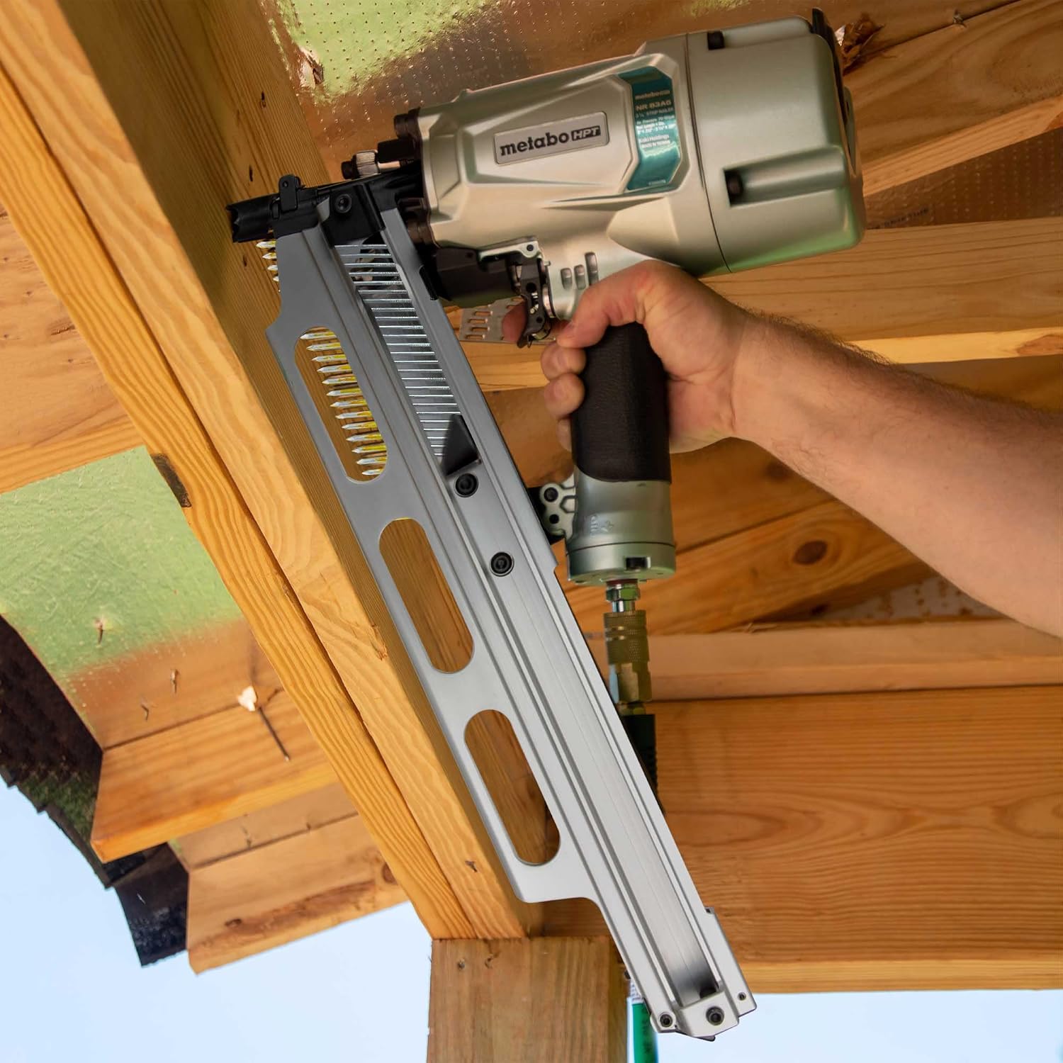 Metabo HPT Framing Nailer | High Grade Aluminum Magazine | Tool-less Depth Adjustment | Pneumatic | Framing Nails 2-Inch to 3-1/4-Inch | Rafter Hook | NR83A5(Y)