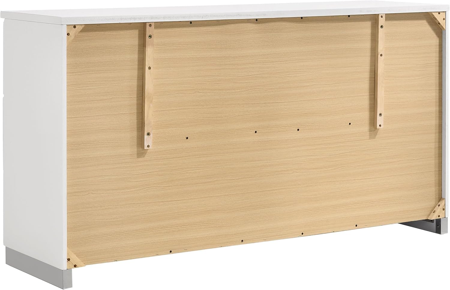 Coaster Home Furnishings Felicity Contemporary 6-Piece Bedroom Set Queen Size Panel Bed Frame 51-inch Headboard White High Gloss 203501Q-S6