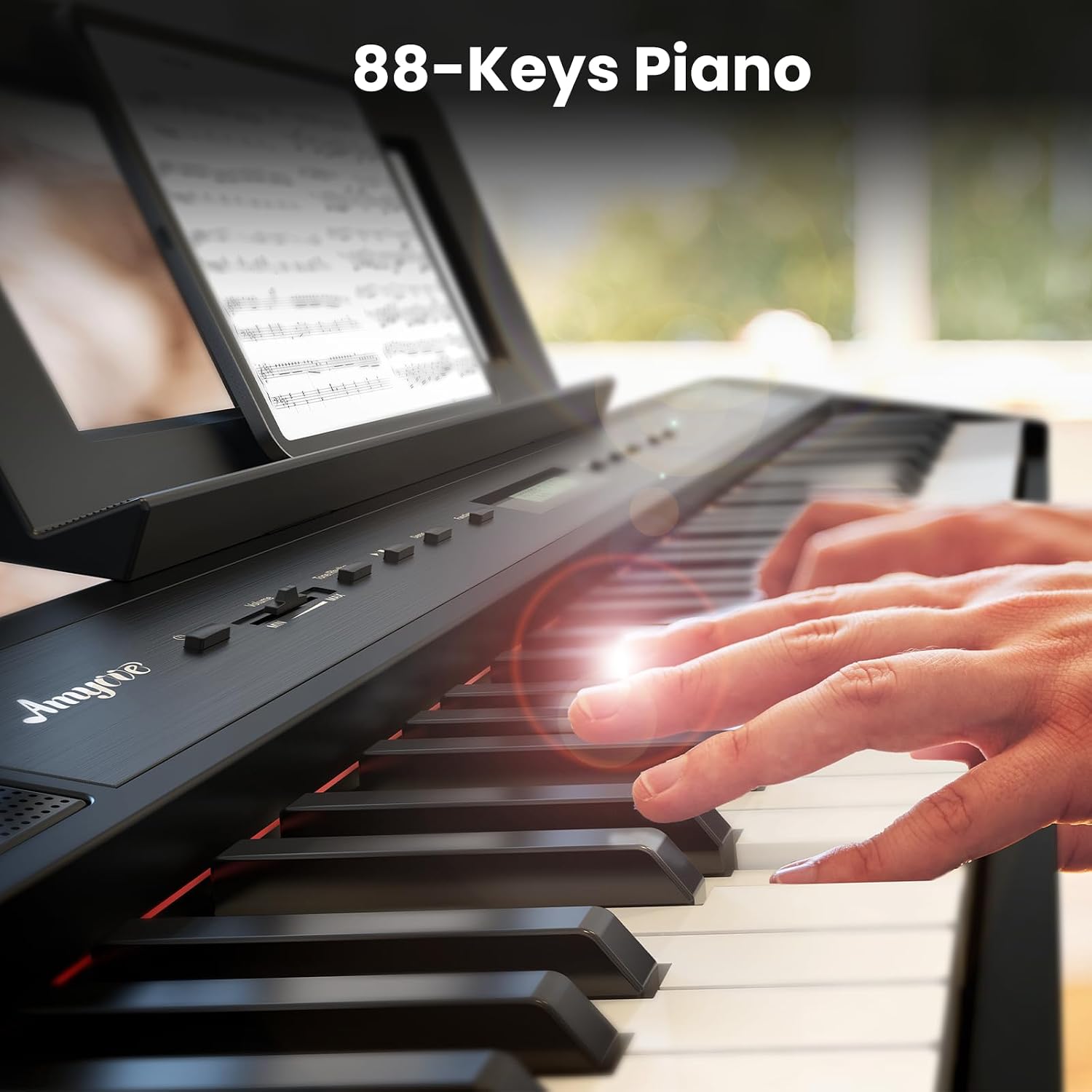 88 Key Weighted Digital Piano – Portable Hammer-Action Electric Piano with Full-Size Keys, Powerful Speakers, Bluetooth Function & Professional Practice Features for Home Studio