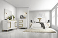 Kings Brand Furniture Claire 6-Piece King Size Bedroom Set - Bed with LED Headboard, Dresser, Mirror, Chest and 2 Nightstands, White/Gold