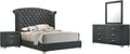 Coaster Home Furnishings Melody Modern Classic 4-Piece Bedroom Set Velvet Upholstered Eastern King Size Wingback Bed Frame 66-inch Headboard Grey 223381KE-S4