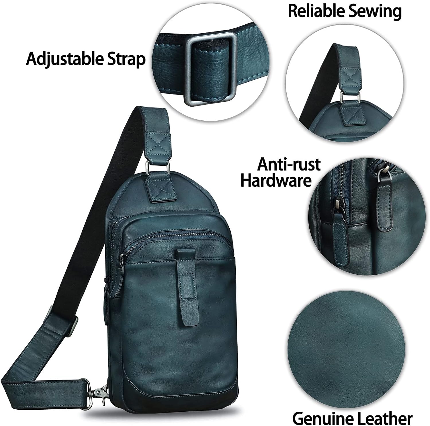 Genuine Leather Silng Bag for Men and Women Retro Leather Sling Backpack Purse Shoulder Crossbody Bag Chest Bag