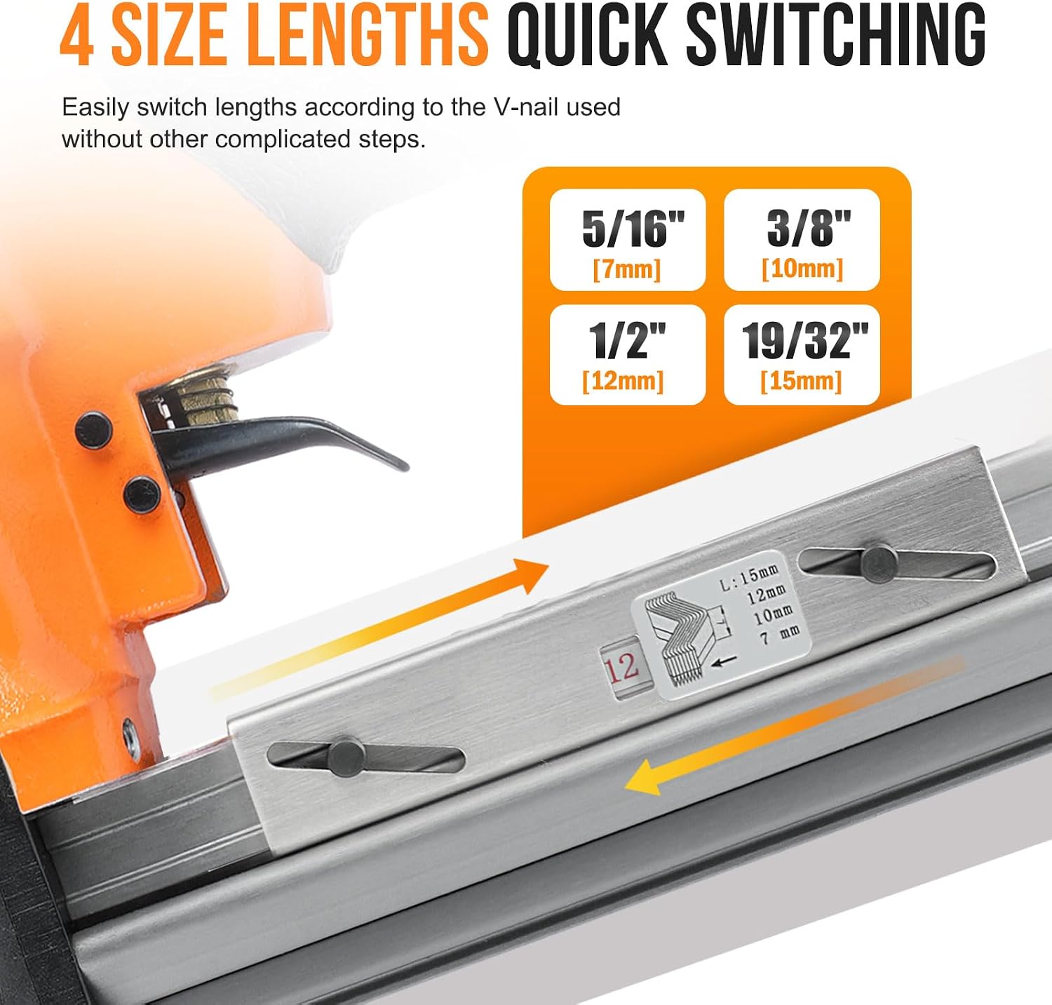 KAMSIN V1015 Pneumatic Picture Frame V Nailer, Fits 5/16'' to 19/32'' (7 to 15 mm) V Nails, 30 Gauge Air-Powered Frame Joiner for Picture Framing
