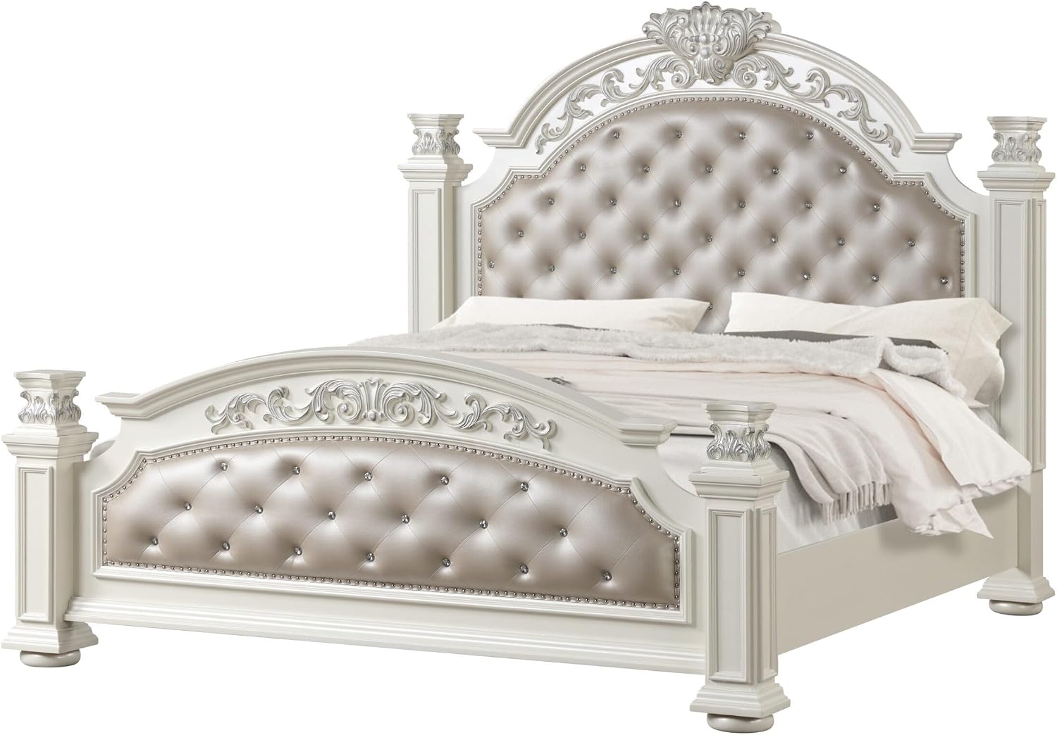 First of a Kind Platinum White Queen 4 Piece Bedroom Set