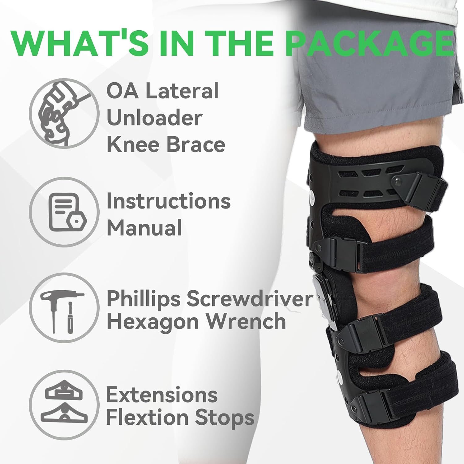 Orthomen Lateral Unloader Knee Brace for Osteoarthritis, Arthritis Knee Pain Relief, Bone on Bone Joint Degeneration Offloader L1851 L1843 with Built in Hex Key, Outside (Right)