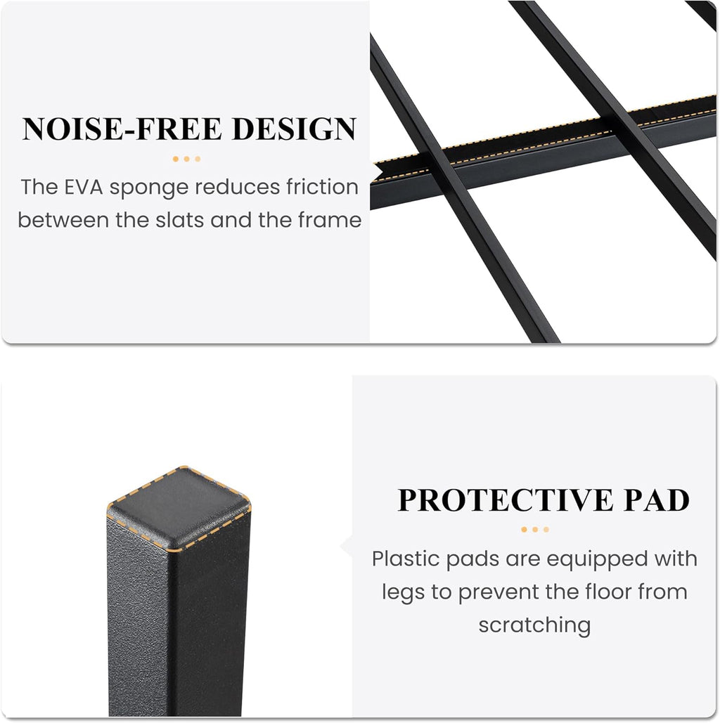 SHA CERLIN 14 Inch Full Size Metal Platform Bed Frame with Wooden Headboard and Footboard, Mattress Foundation, No Box Spring Needed, Large Under Bed Storage, Non-Slip Without Noise, Black Oak