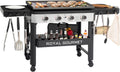 Royal Gourmet GB4007 4 Burner Propane Gas Griddle with Folding Side Tables, 34-Inch Flat Top Grill with 52,000 BTUs Output for Outdoor Cooking like Camping or Tailgating, Black & Silver