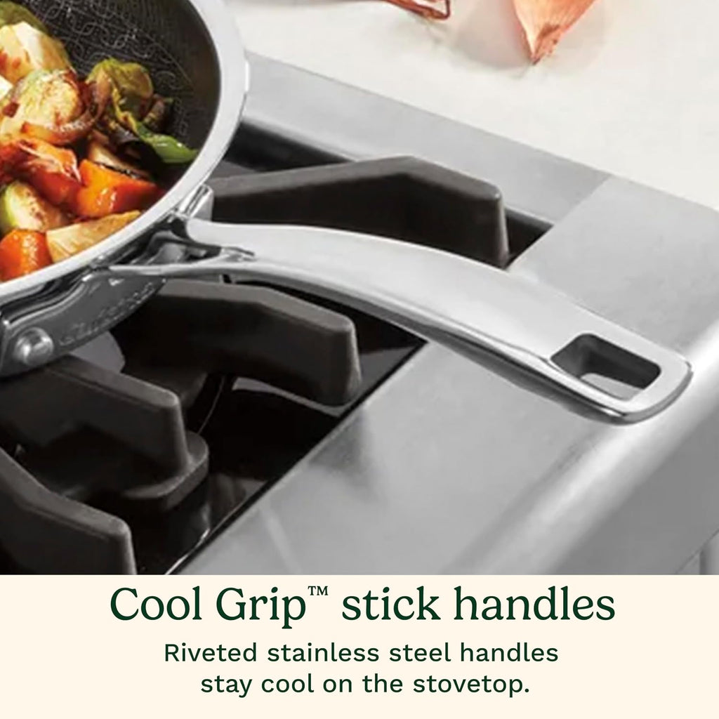 Cuisinart FusionPlus Hybrid Stainless Steel Cookware Set, 2-Piece Skillet Cooking Set with PFAS-Free PURELYSEAR Ceramic Technology, Scratch Proof, Cool Grip Handles, Dishwasher Safe