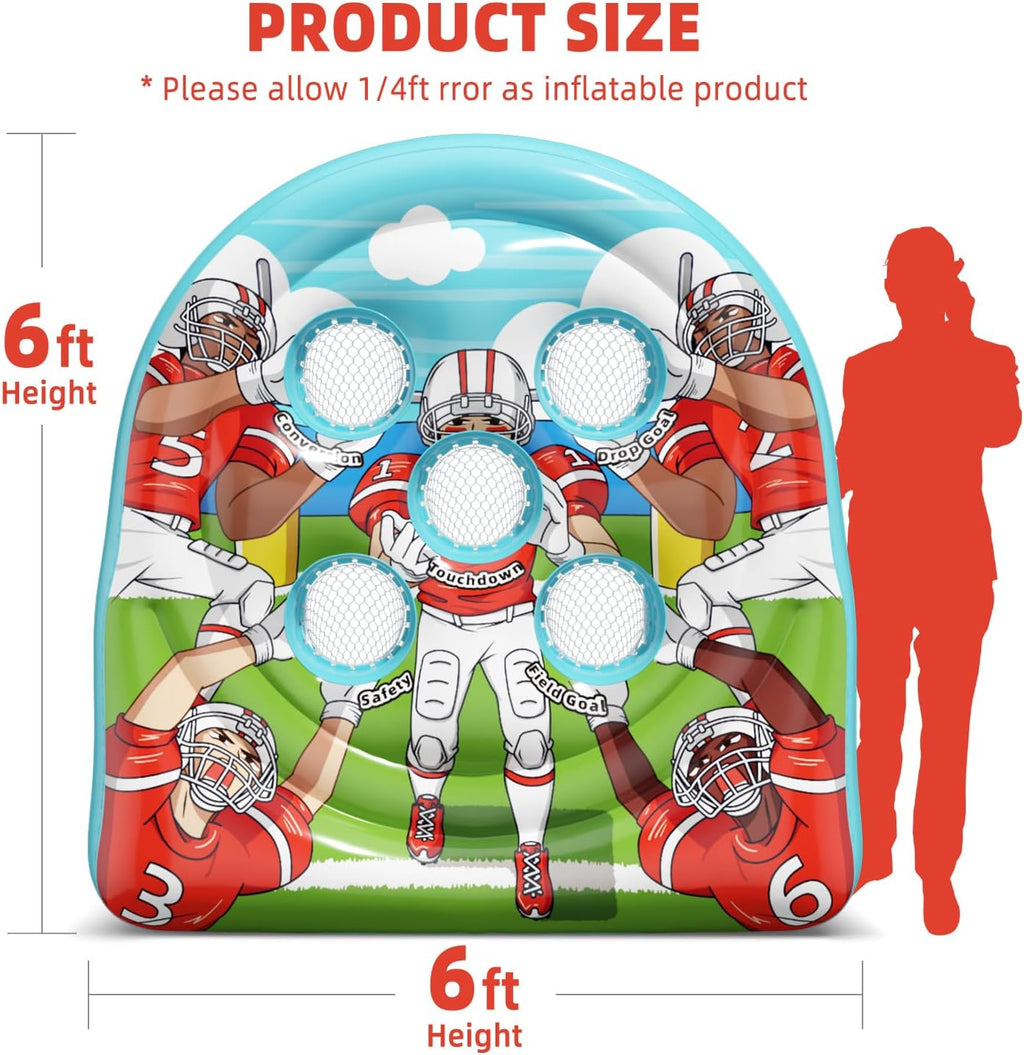 6FT Giant Inflatable Football Target Toss Game - Fun Indoor & Outdoor Yard Games for Kids & Adults, Football Party Throwing Games, Carnival Games, Camping & Tailgate Lawn Activities