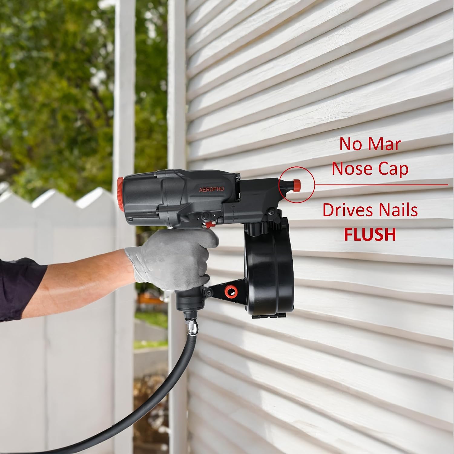 AeroPro CN65Z 0 Degree 1-1/2″ to 2-1/2″ Pneumatic Coil Siding Nailer with Tool-less Depth Adjustment and Side Load, Tilt Bottom Magazine