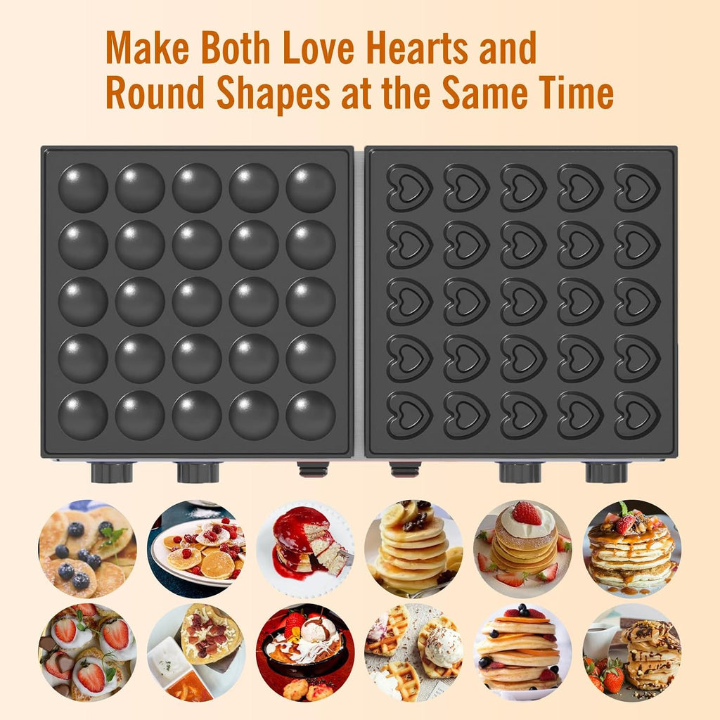 Electric Mini Pancake Maker, Temperature Control, Includes Baking Tools and Accessories (50 Pcs)