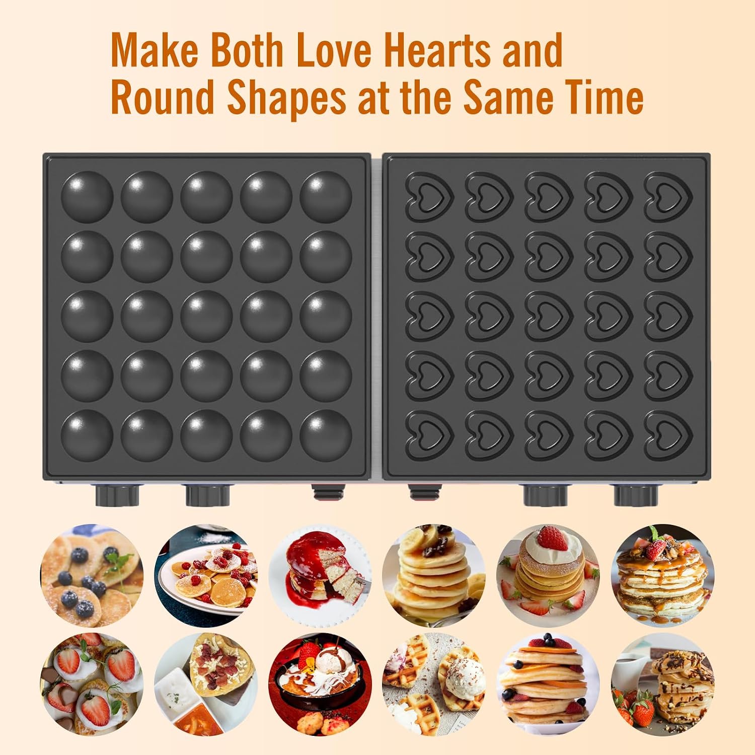 Electric Mini Pancake Maker, Temperature Control, Includes Baking Tools and Accessories (50 Pcs)