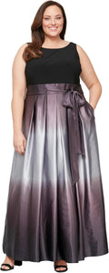 S.L. Fashions Womens Plus Size Sleeveless Long Satin Mother of The Bride Dress with Pockets, Formal Party Gown