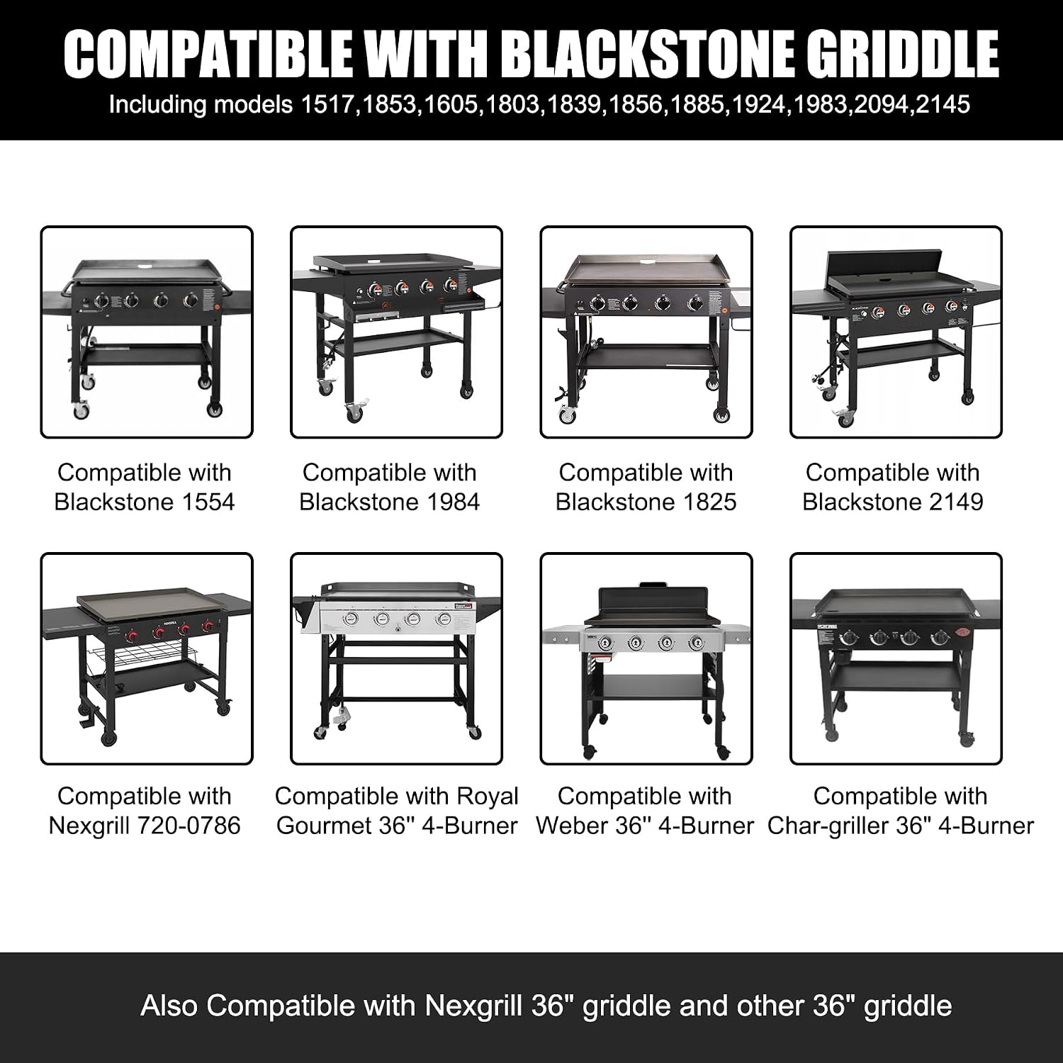 SafBbcue Hinged Lid for Blackstone 36 in Griddle 1554 1825 2149 1984 1565 1560 1818 1836 1841 1863 1866 1899 1923 2122 2151 2177 Hard Cover Hood with Handle and Compatible with Other 36'' Griddle