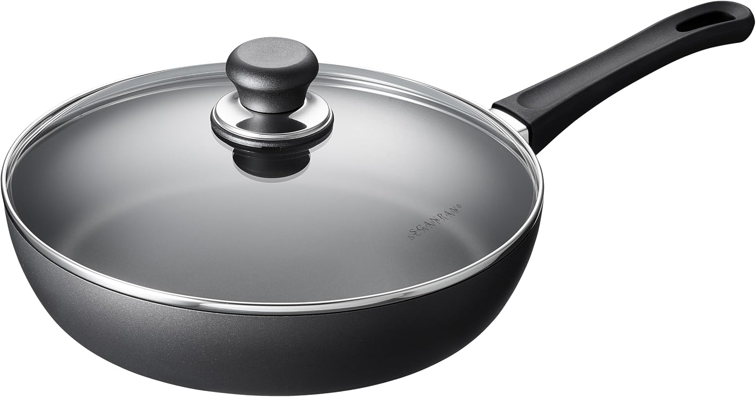 Scanpan Classic Induction 11 Inch Nonstick Saute Pan with Lid – Compatible with All Cooktops, Induction Ready, Metal Utensil Safe, Oven Safe to 500°F, Dishwasher Safe