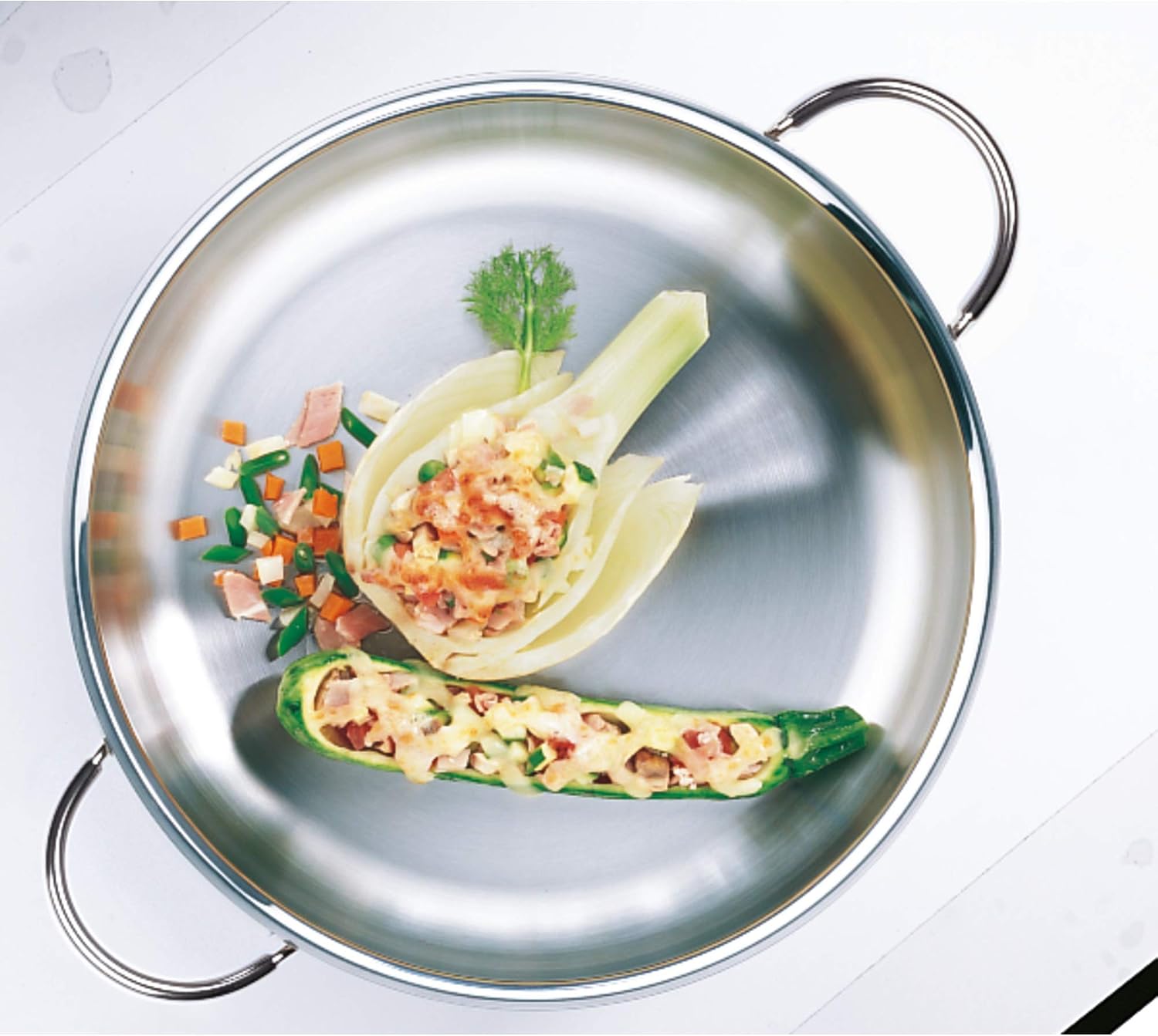 WMF Serving pan uncoated Ø 24cm Profi Made in Germany Pouring Rim Stainless Steel Handle Cromargan Stainless Steel Suitable for Induction Dishwasher-Safe