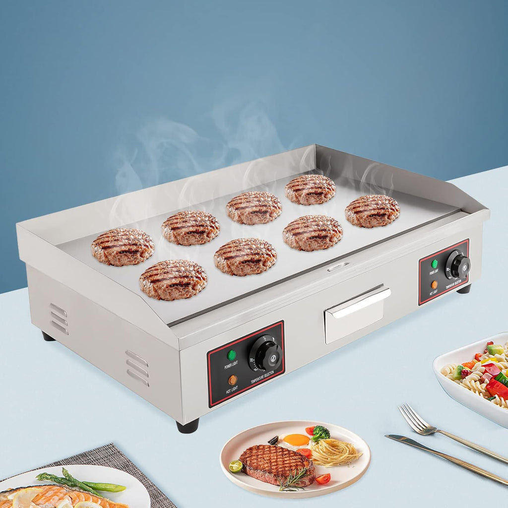 Commercial Electric Griddle, 30' 3000W Electric Countertop Flat Top Griddle Grill, Non-Stick Stainless Steel Teppanyaki Grill, Adjustable Temperature Control 122-572℉ (No Plug)